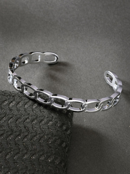 NVR Men's Silver-Plated Metal Cuff Bracelet - Distacart