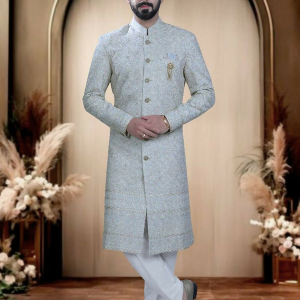 Joban Fashion Men's Blue Base Georgette Kurta with Pyjama - Distacart