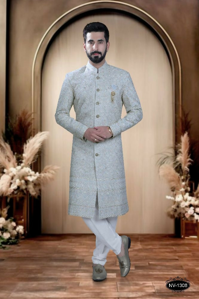 Joban Fashion Men's Blue Base Georgette Kurta with Pyjama - Distacart