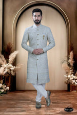 Thumbnail for Joban Fashion Men's Blue Base Georgette Kurta with Pyjama - Distacart