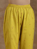 Thumbnail for trueBrowns Lime Gold Cotton Handkerchief Kurta Set - Distacart
