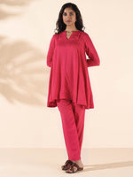Thumbnail for trueBrowns Carrot Viscose Dobby Flared Co-ord Set - Distacart