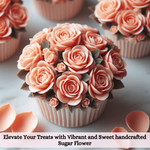 Thumbnail for sugar roses for cake cupcake decoration peach 120 gms