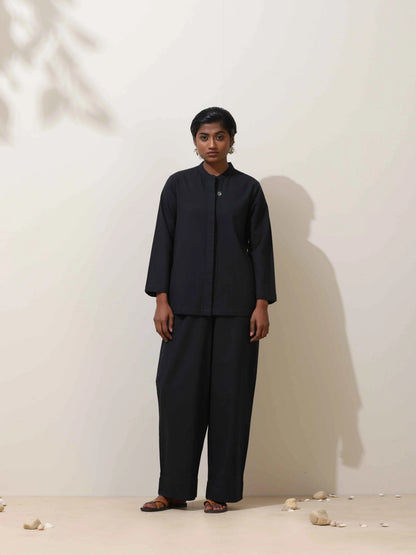 trueBrowns Black Cotton Linen Co-Ord Set - Distacart