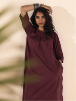 Thumbnail for trueBrowns Maroon Cotton Ikat Slit Kurta Pant Set - Distacart