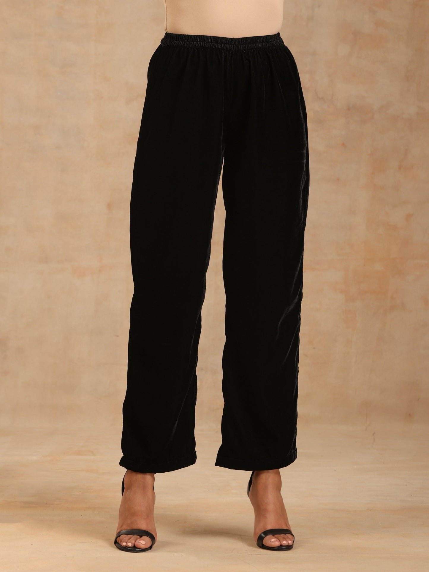trueBrowns Black Velvet Embroidered Co-ord Set - Distacart