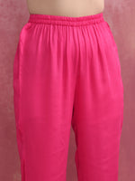 Thumbnail for trueBrowns Pink Modal Round Neck Kurta Co-ord Set