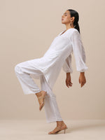 Thumbnail for trueBrowns Gauze White Short Co-Ord Set - Distacart
