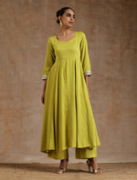 Thumbnail for trueBrowns Lime Modal Satin Anarkali Set - Distacart