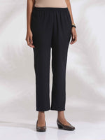 Thumbnail for trueBrowns Black Cotton Print Pleated Flared Kurta Set