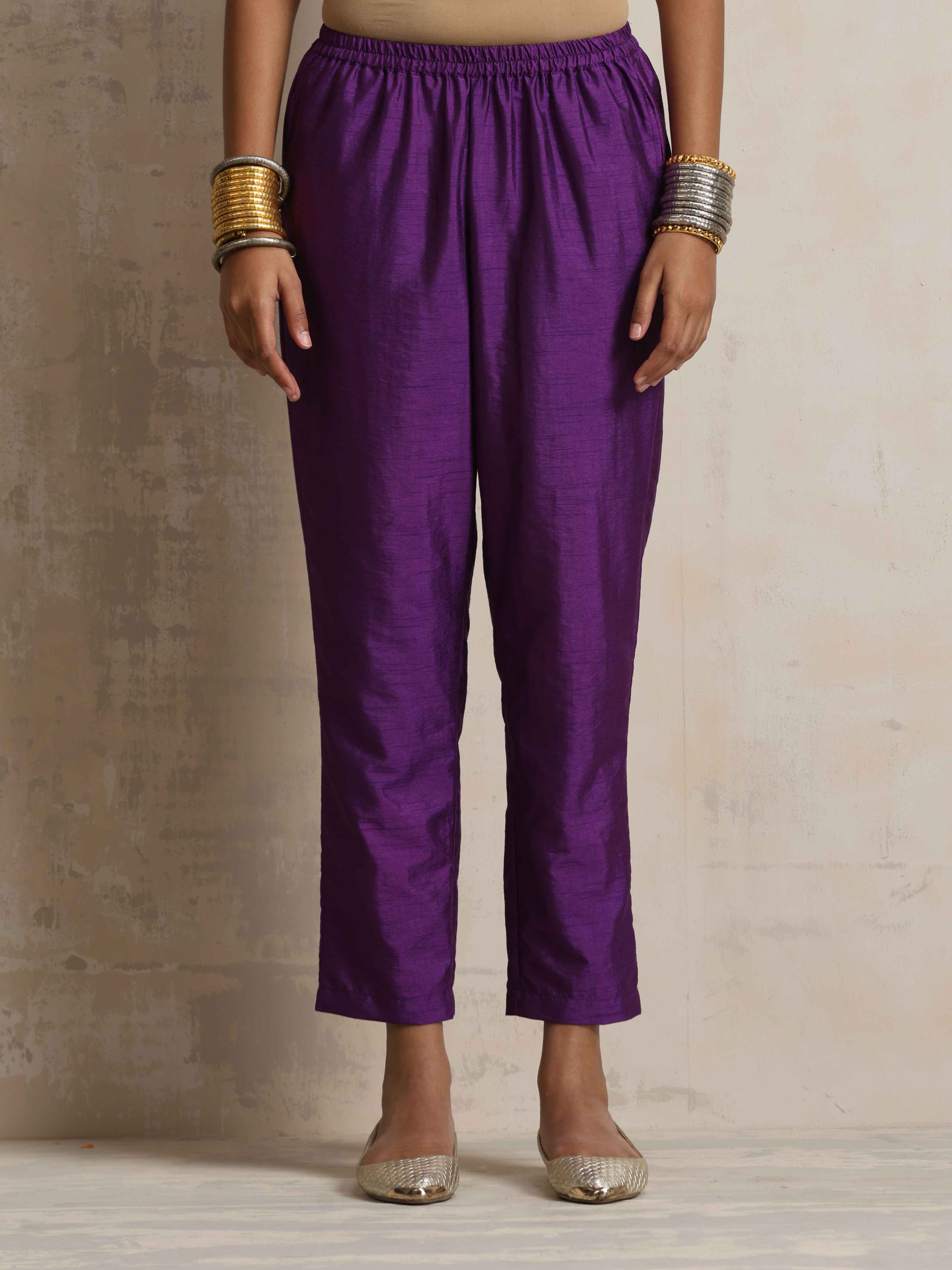 trueBrowns Purple Silk Anarkali Flared Kurta Set - Distacart