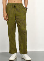 Thumbnail for Fabmade Olive Stripe Linen Kurta Set - Distacart