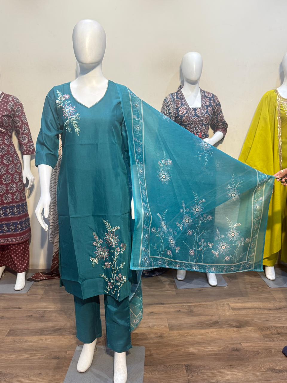 Anaita Teal Readymade Suit with Embroidery Work - Dista