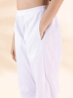 Thumbnail for trueBrowns White Cotton Dobby Flared Co-ord Set - Distacart