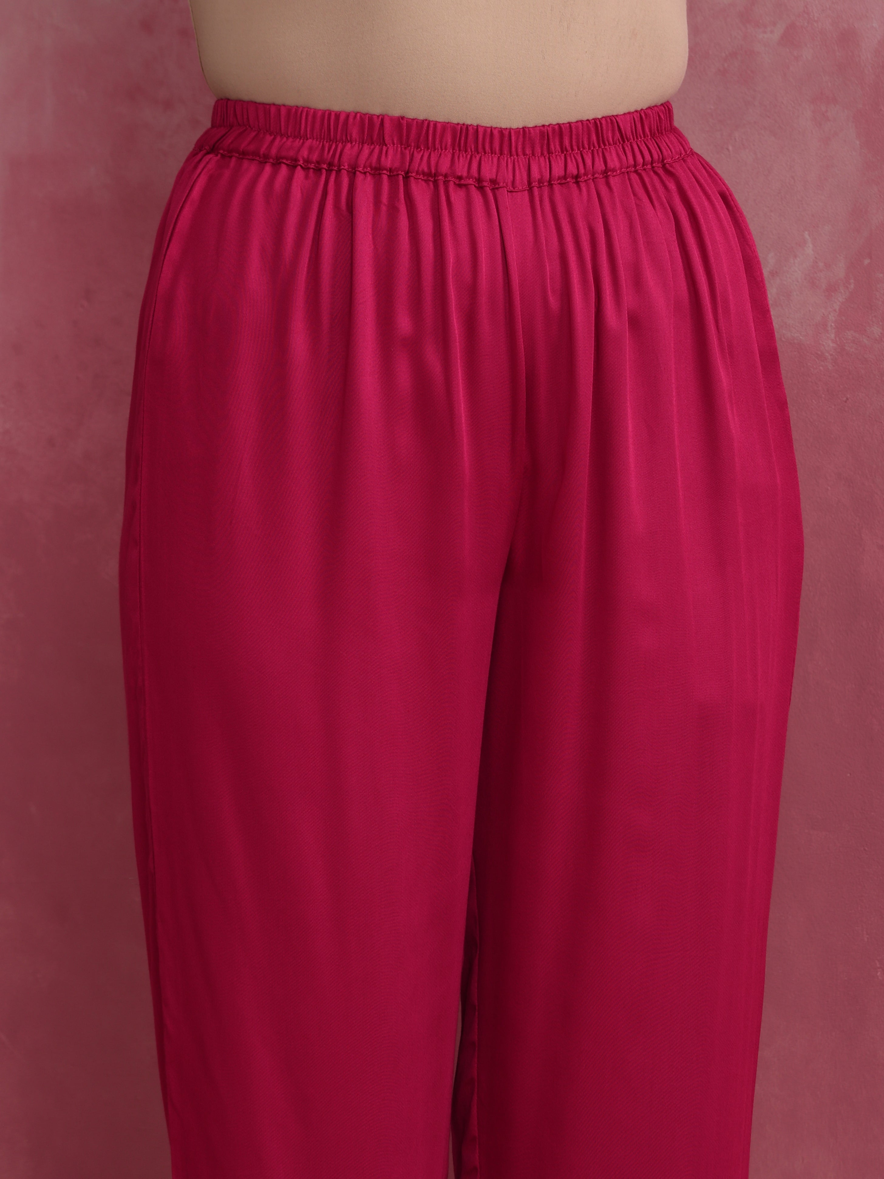 trueBrowns Magenta Highlow Modal Kurta Set - Distacart