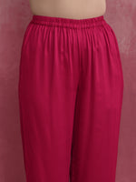 Thumbnail for trueBrowns Magenta Highlow Modal Kurta Set - Distacart