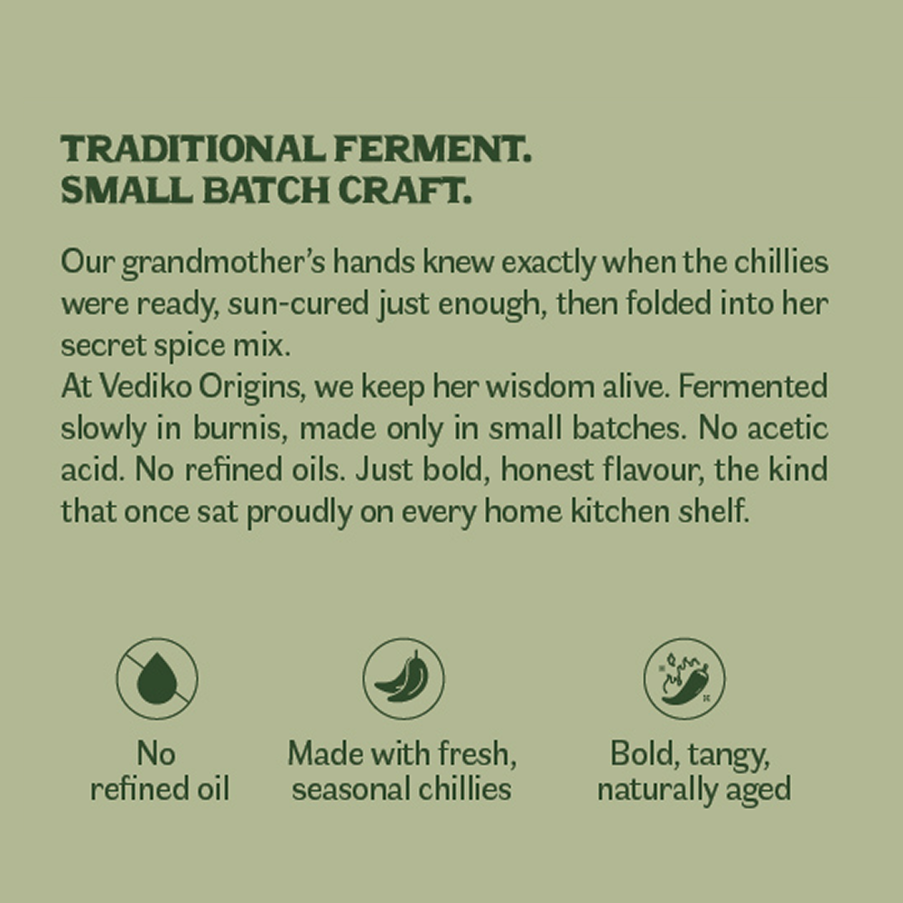 Vediko Origins Green Chilly Pickle - Distacart