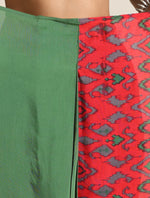 Thumbnail for trueBrowns Red Muslin Ikat Saree