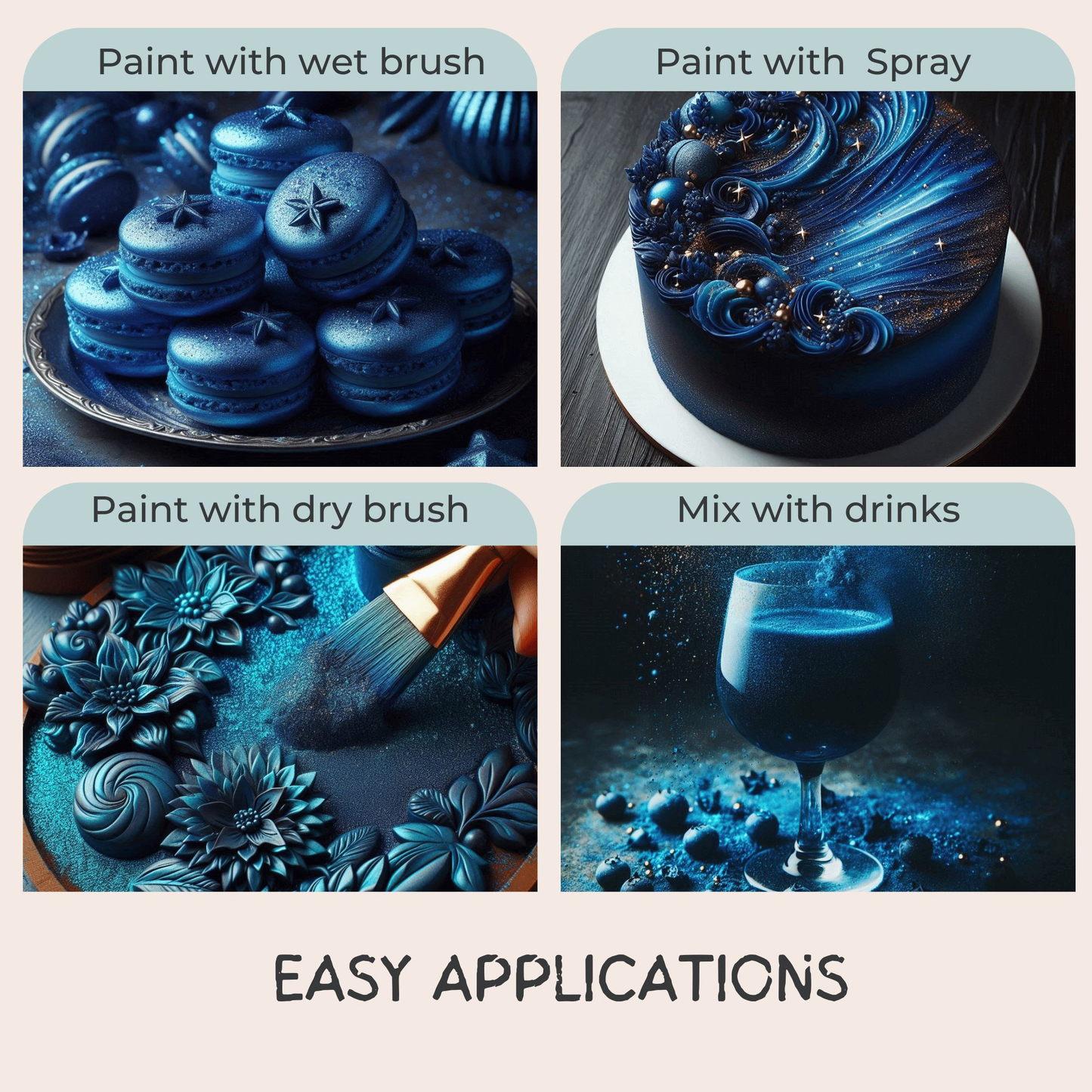 poppy blue edible luster dust 5 gms