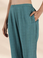 Thumbnail for trueBrowns Turquoise Cotton Dobby Shirt Co-ord Set - Distacart