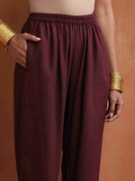Thumbnail for trueBrowns Brown Floral Print Kaftan Kurta Set - Distacart
