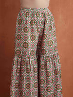 Thumbnail for trueBrowns Off White Geometric Print Sharara Set - Distacart