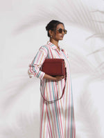 Thumbnail for trueBrowns Off-White Cotton Multi Stripe A-line Kurta Set