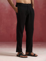 Thumbnail for trueBrowns Men's Black Cotton Dobby Kurta Co-ord Set