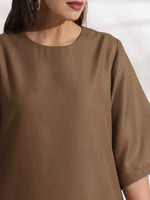 Thumbnail for trueBrowns Brown Slub Dress