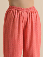 Thumbnail for trueBrowns Bright Pink Dobby Angrakha Kurta Pant Set - Distacart