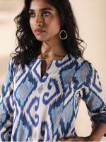 Thumbnail for trueBrowns Blue Cotton Ikat Relaxed Co-ord Set - Distacart