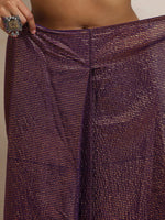 Thumbnail for trueBrowns Purple Gold Metallic Ready To Wear Saree