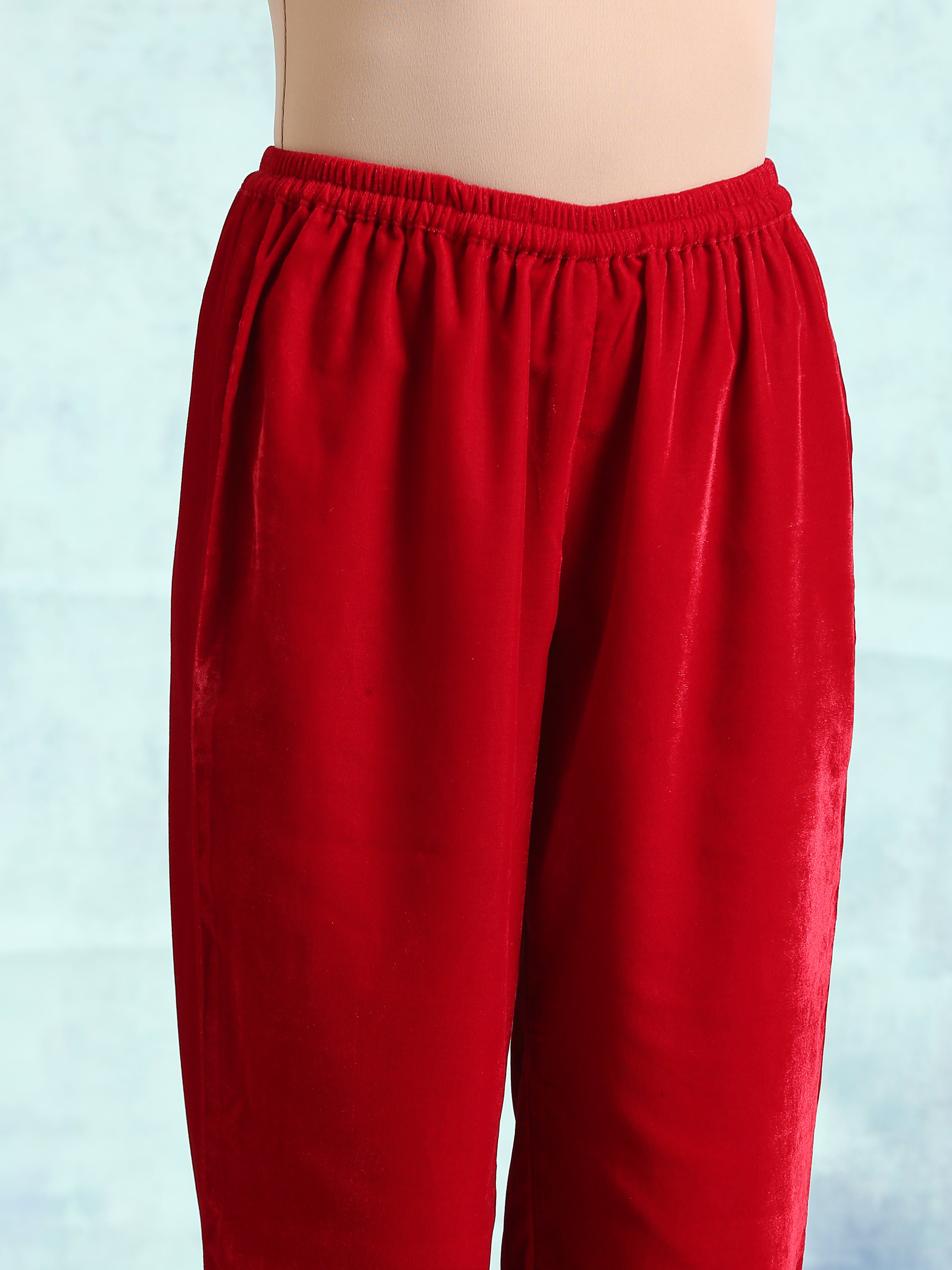 trueBrowns True Red Velvet Lace Co-Ord Set - Distacart