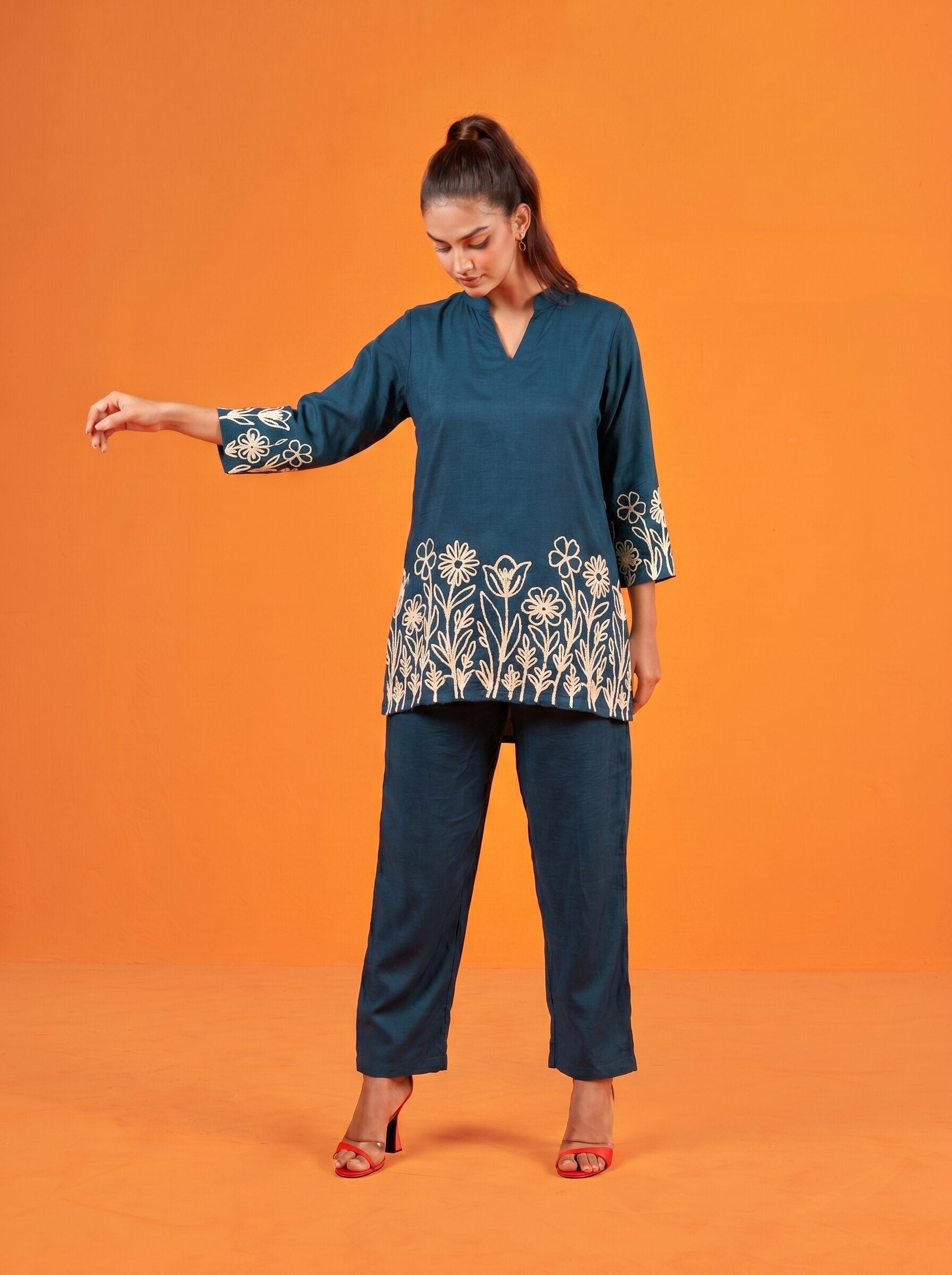 Anaita Teal Stylish Readymade Co-Ords Set - Dista