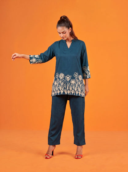 Anaita Teal Stylish Readymade Co-Ords Set - Dista