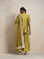 Thumbnail for trueBrowns Green Silk Sharara Dupatta Set