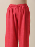 Thumbnail for trueBrowns Bright Pink Slub Texture Angrakha Pant Set - Distacart