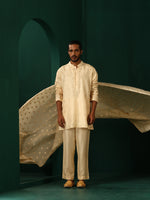Thumbnail for trueBrowns Men's Ivory Geometric Floral Viscose Silk Co-ord Set - Distacart