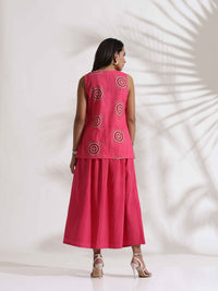 Thumbnail for trueBrowns Pink Cotton Skirt Co-ord Set