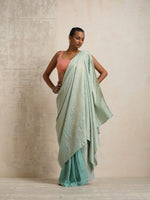 Thumbnail for trueBrowns Blue Gold Lurex Ready To Wear Saree