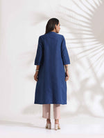 Thumbnail for trueBrowns Blue Slub Kurta Set