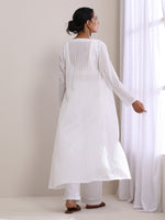 Thumbnail for trueBrowns White Dobby Overlay Jacket Blouse Pant Set - Distacart