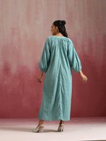 Thumbnail for trueBrowns Aqua Blue Cotton Dobby Dress - Distacart