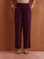 Thumbnail for trueBrowns Purple Metallic Straight Kurta Set