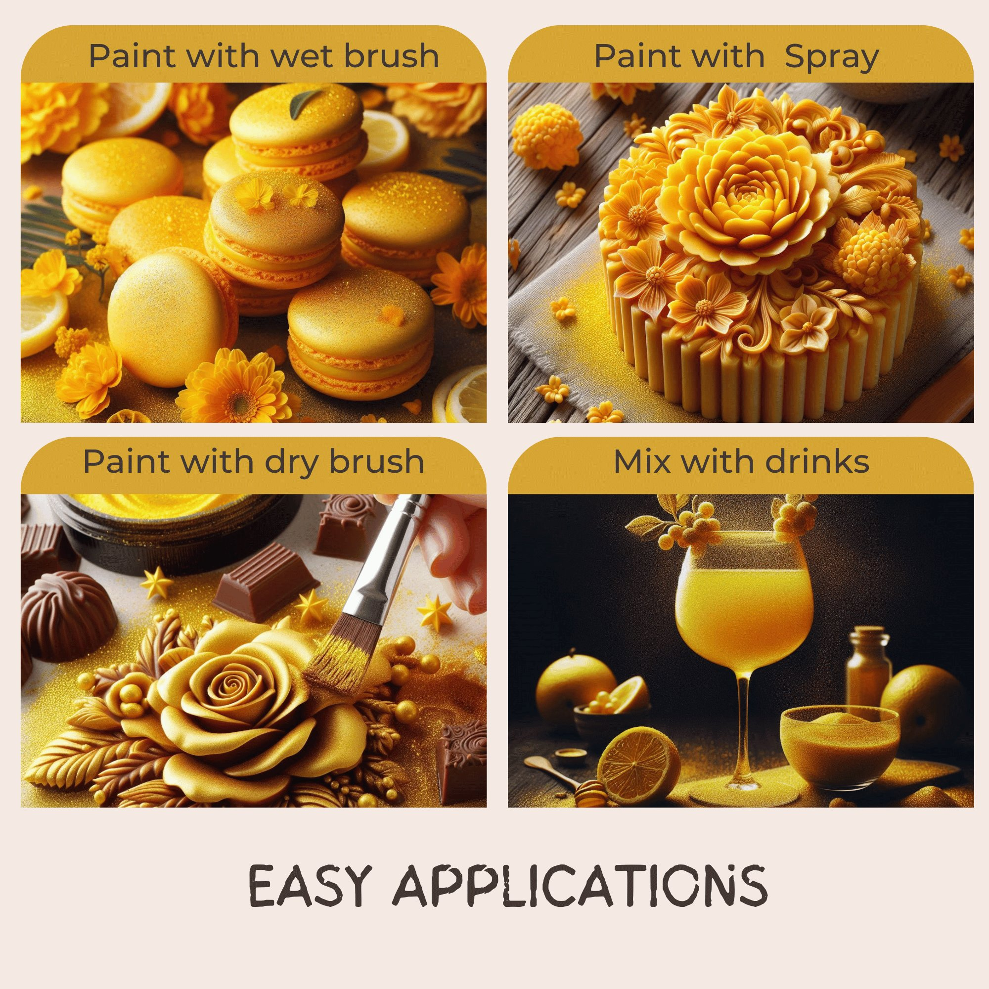 marigold yellow edible luster dust 5 gms