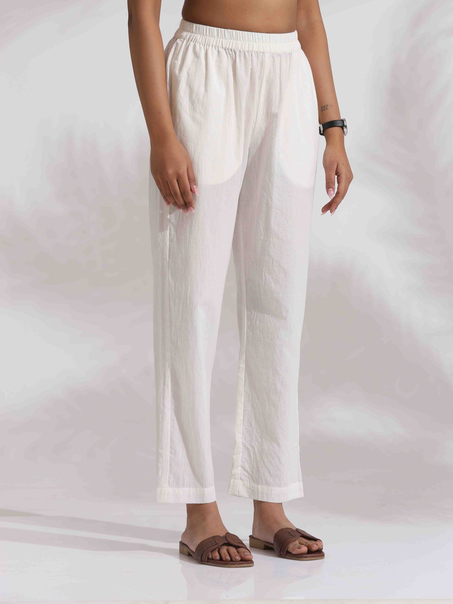 trueBrowns White Cotton Stripe Print Kurta Co-ord Set - Distacart