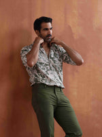 Thumbnail for trueBrowns Men's Off White Printed Short Kurta