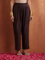 Thumbnail for trueBrowns Brown Metallic Straight Kurta Set - Distacart