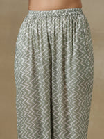Thumbnail for trueBrowns Light Green Bandhani Printed Silk High Slit Kurta Pant Set - Distacart