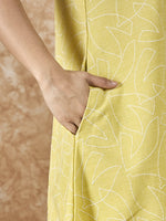 Thumbnail for InWeave Light Yellow V Neck Aline Kurta Set